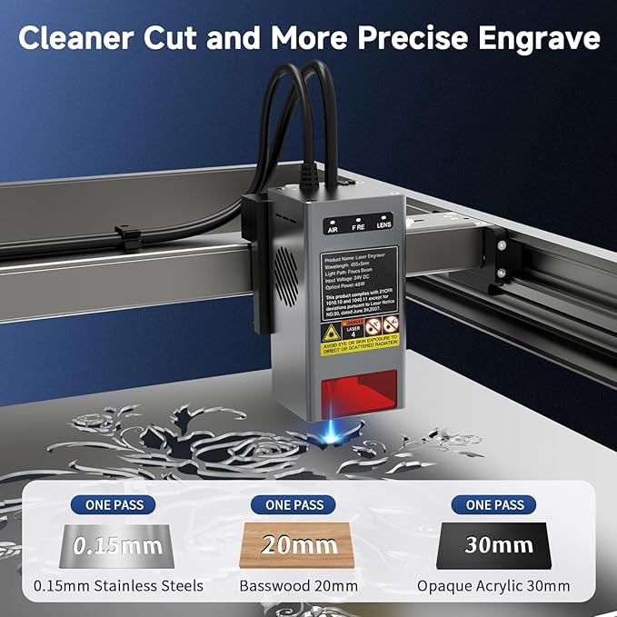 Creality Laser Engraver Enclosed, Falcon2 Pro 40W Output Laser Cutter, 25000mm/min Speed Laser Cutter Machine with Air Assist, Auto Fan, Camera Positioning for Wood and Metal-DeskLoop Office