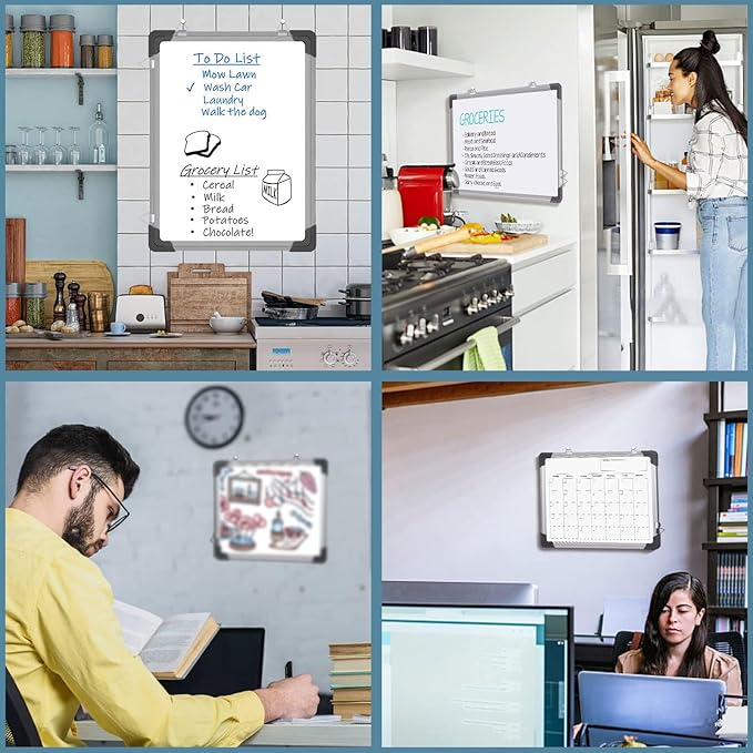2 Pcs Dry Erase Calendar Whiteboard for Wall, Polegas 16" X 12" Magnetic White Board Board, Small Wall Monthly Double Sided Boards Student, Home, Office (White)-DeskLoop Office