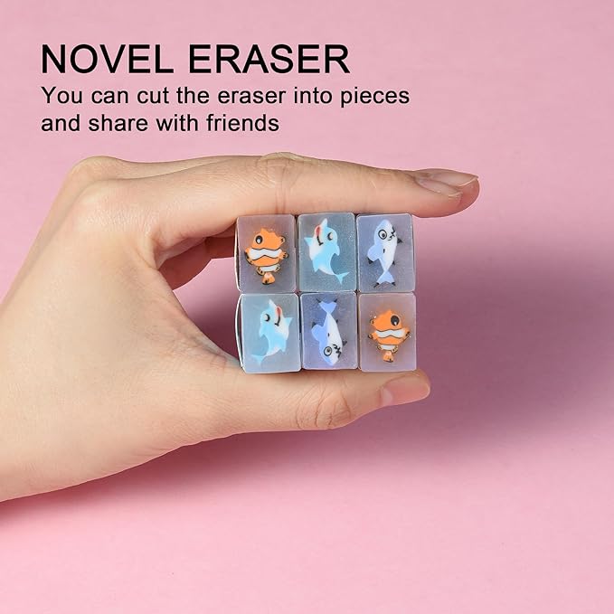 18Pcs Cute Sea Animal Erasers for Kids Bulk, Kawaii Fun Pencil Jelly Erasers for School Classroom Supplies Prize Gifts Party Favors-DeskLoop Office