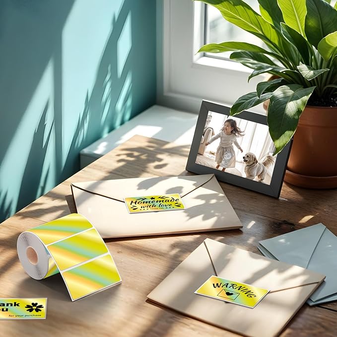 2.25x1.25 Inch Thermal Labels Gold, Holographic Sliver Barcode Thermal Labels for Thermal Printer and Small Business, Multi-Purpose Rectangle Stickers, 500 Sheets/Roll-DeskLoop Office