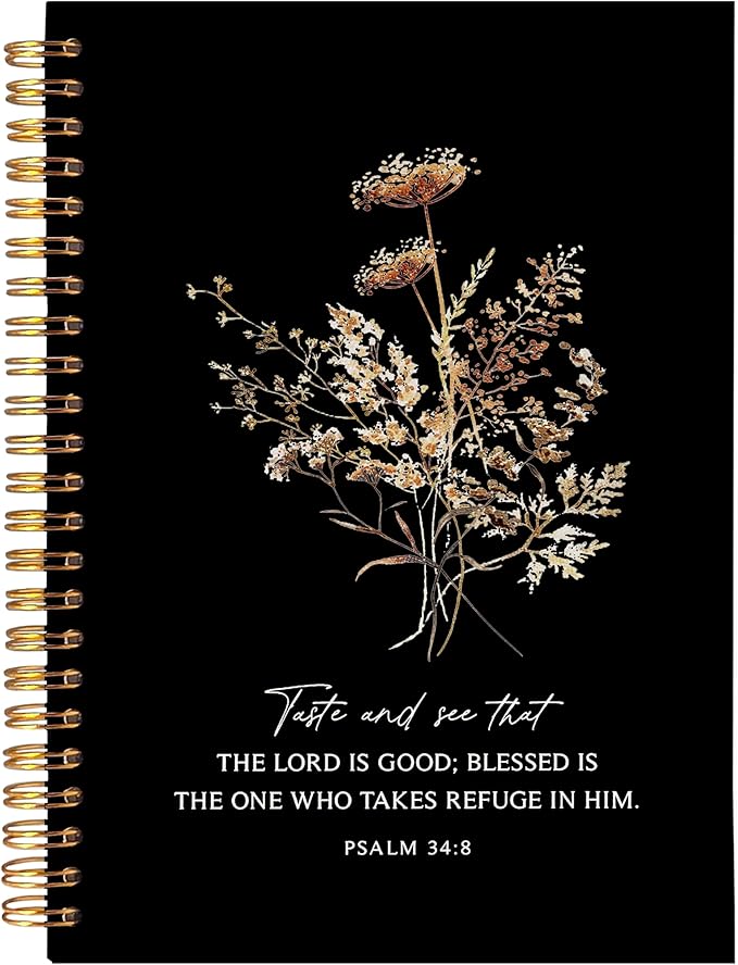 BearCake the Lord is Good Boho Floral Christian Notebook Journal, Christian Gifts for Women, Bible Notebooks for Note Taking, Bible Journaling Notebook, Hardcover Spiral Notebook 5.5x8.3-DeskLoop Office