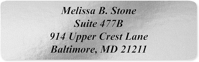 Silver Foil Personalized Return Address Labels Without Dispenser - Roll of 250 Custom Stickers-DeskLoop Office
