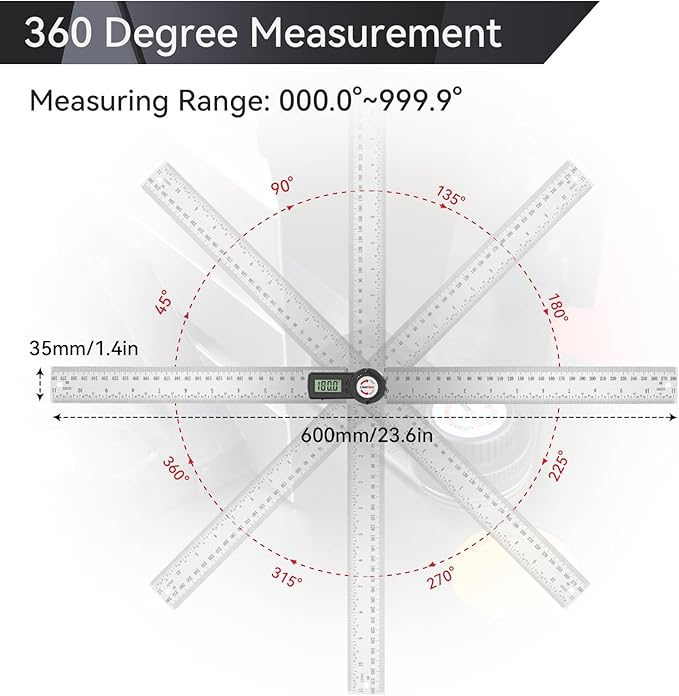 GemRed 82305 Digital Angle Finder Protractor (Stainless steel 300mm)-DeskLoop Office