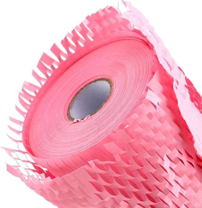 JAPCHET 15 In x 328 Ft Pink Honeycomb Packing Paper, Honeycomb Paper with Sticker Labels and 10 m Rope Honeycomb Wrap Roll for Packaging and Shipping-DeskLoop Office