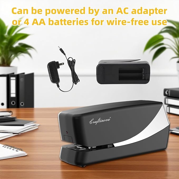 Electric Stapler, Automatic Stapler, Include 2000 Staples and 1 Staple Remover, Heavy Duty, Store 210 Staples,AC or Battery Powered, 25 Sheet Capacity.-DeskLoop Office