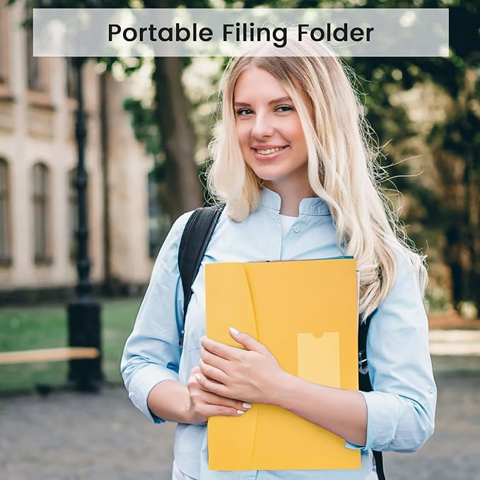 13 Pocket Expanding File Folder Accordian File Organizer, A4 Letter Size Paper Document Receipt Holder for School Office Supplies, Yellow-DeskLoop Office