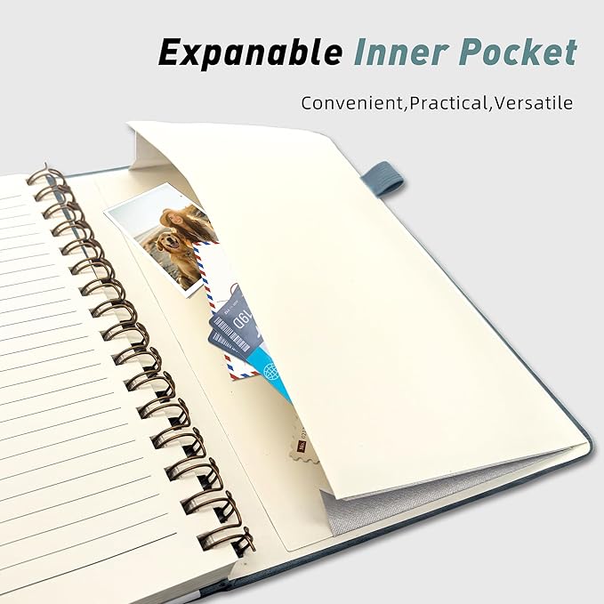 Lined Spiral Journal Notebook for Women & Men, College Ruled Hardcover Notebook for Work & Note Taking, Journals for Writing, 100 GSM, Business, School, 140 Pages, A5(5.8"x8.5") - Green-DeskLoop Office