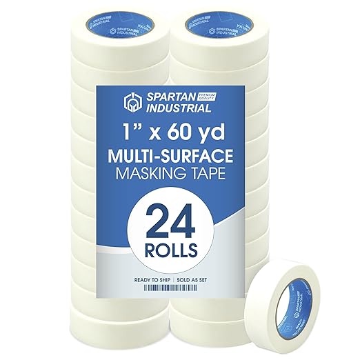 SPARTAN INDUSTRIAL - 1" X 60 yd Masking Tape for Labeling, Art Projects, and More - 24 Craft Tape Rolls, 5.5 Mil-DeskLoop Office