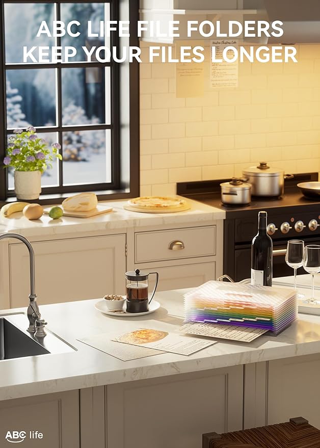 ABC life 12 Pockets Accordion File Organizer Expanding File Folders, Portable Monthly Bill Receipt Document Organizer, Expandable Accordian Filing Folder Letter A4 Size, Colored Tabs (Pink)-DeskLoop Office