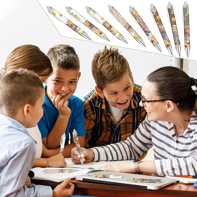 Idealmuzik 8 PCS Cute Highland Cow Print Pens, Cow Lovers Gifts, School Office Supplies, Gifts for Women Girls Teen Christmas New Year-DeskLoop Office