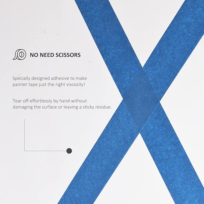 10 Rolls Painters Tape 2 inch Bulk Painter Tape Blue Wide Roll, Blue Masking Tape, 2 Inches x 55 Yards for General Purpose Wall Painting, Home Improvement-DeskLoop Office