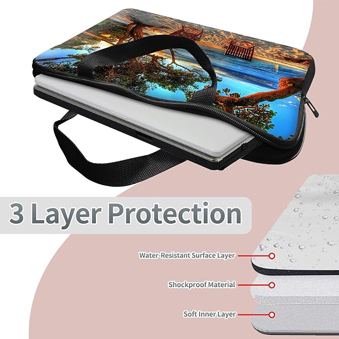 Laptop Sleeve Case Bag 15 inch, Sunset Tree Slim Carrying Case Durable Handbag Travel Laptop Bag for 15 inch MacBook Air M3/M2/15 Pro/Surface Laptop 7/6/5/4/3/ Dell XPS 15 Plus