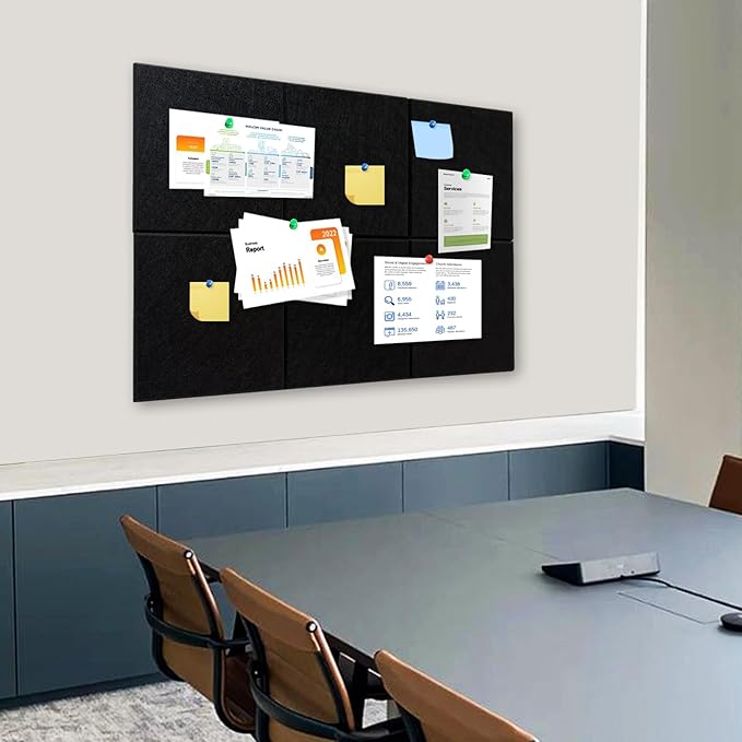 Thick Cork Board for Wall with Pins, 36" x 24" Bulletin Board Self-Adhesive Pin Board | Customized 6 Packs Felt Tiles for Office Home Wall Decor-DeskLoop Office