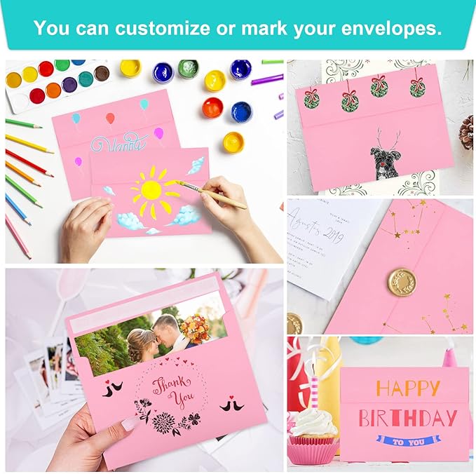 70 Packs of Invitation Envelopes, A2 Envelopes Pink, Postcard Envelopes, Envelopes for 4.5x5.5 Cards, Envelopes for Invitations, Envelopes Self Seal for Photos RSVP, Greeting Cards-DeskLoop Office
