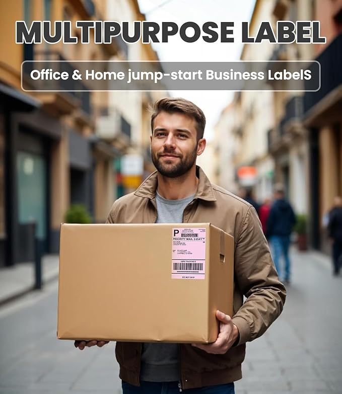 Pink Thermal Labels 4x6 for Shipping Label Printers - 500 PCS Pink Shipping Labels Compatible with Thermal Printers 4x6, Water/Oilproof Label Paper, Use for Logistics Business-DeskLoop Office