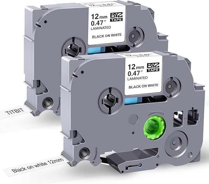 TITBIT 12mm Label Maker Tape Refill Compatible with Brother P Touch Label Tape TZe TZ Tape 0.47 Laminated 1/2" Black on White TZe-231 TZE231 for PTD210 PTD220 PTH110 PTE110 PTD410 PTP710BT, 2-Pack-DeskLoop Office