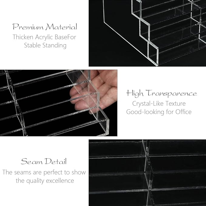 Acrylic Business Card Holder for Desk Multiple Business Card Holders 28 Slot 7 Tier Large Business Card Organizer Business Card Display Rack Clear Plastic Business Card Stand for Home Office-DeskLoop Office