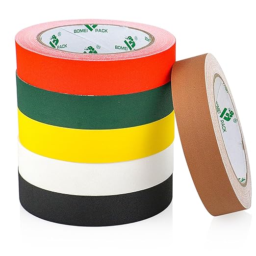 BOMEI PACK 6 Colors Gaffer Tape 1inch x 20yds, Matte Non-Reflective Theater Stage Tape, No Residue Hand Tear, for Cable, Photo Studio, Painters, Floors Marking Tape-DeskLoop Office