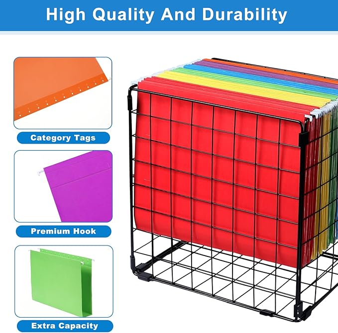 60 Pack Hanging File Folders Letter Size, Colored Hanging Folders with 1/5-Cut Adjustable Tab, Extra Capacity Hanging File Folders, 1 Inch Expansion, Perfect Office, Home, Classroom Supplies-DeskLoop Office