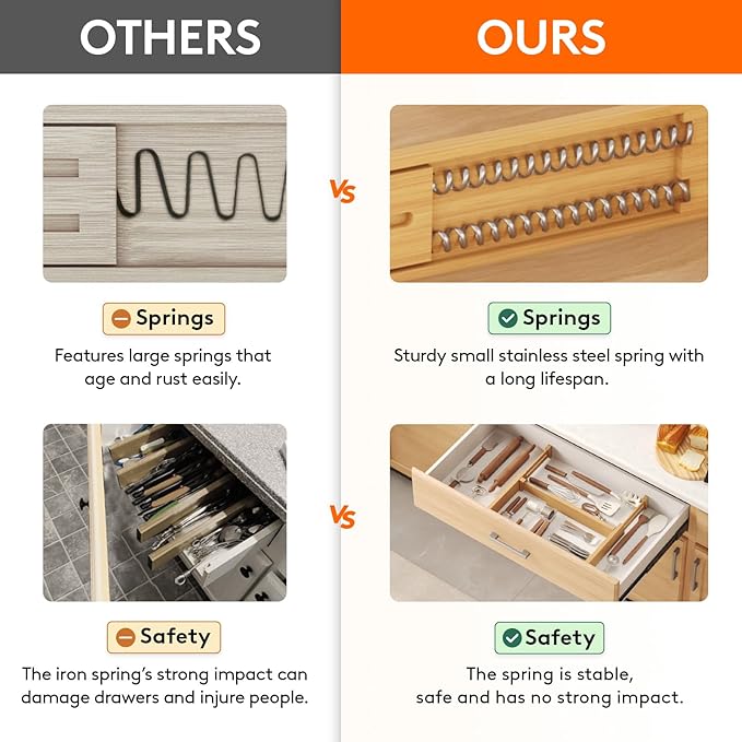 Lifewit 6 Pack Drawer Dividers Bamboo 2.4" High, 12-17" Adjustable Drawer Organizers for Clothes, Wooden Dresser Separators in Bedroom/Bathroom/Kitchen/Fridge/Office Organization and Storage-DeskLoop Office