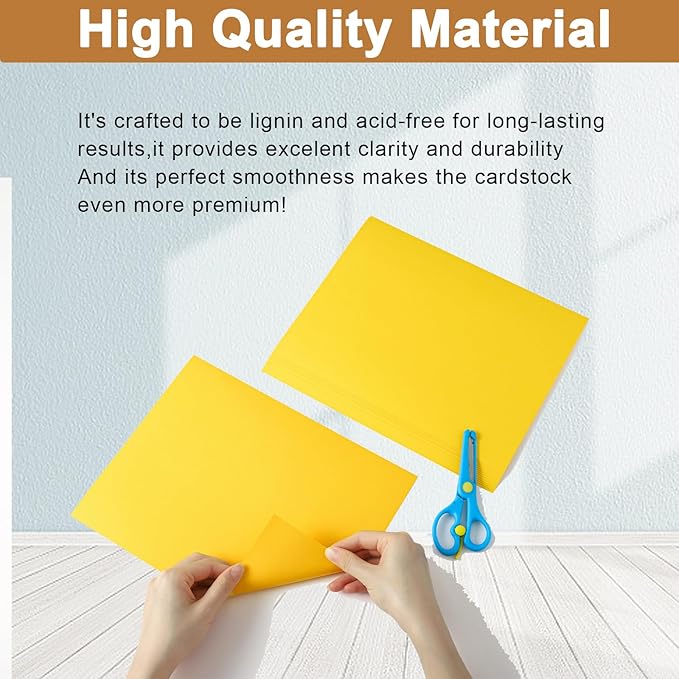 100 Sheets Yellow Cardstock 8.5 x 11 Scrapbooking Paper, 200gsm/75lb Heavyweight Printer Paper Card Stock for DIY Card Making, School, Wedding Invitations, Party Decoration, Certificates-DeskLoop Office