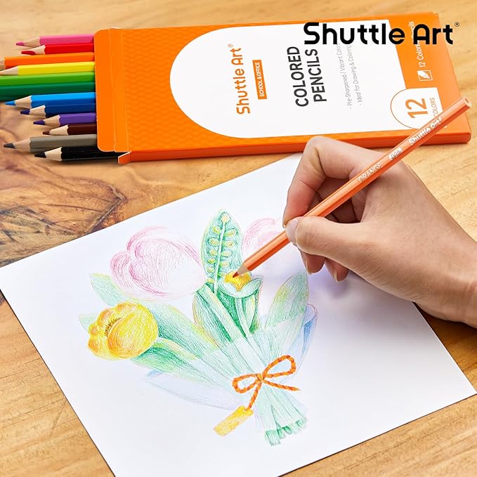 Shuttle Art 720 Colored Pencils Bulk, 12 Vibrant Colors, Pack of 60, Pre-sharpened Coloring Pencils, Wood Colored Pencil for Kids Teachers, Classroom Essentials, Back to School Supplies-DeskLoop Office