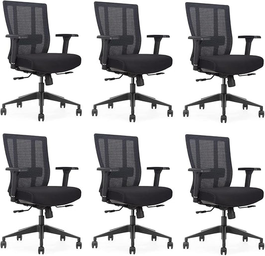 Bitchair Ergonomic Mesh Conference Room Chair - Adjustable Lumbar Support Computer Desk Chair with Height Adjustable Arms - Seat Depth Adjustable Office Chair - (Black) (Pack of 6)-DeskLoop Office