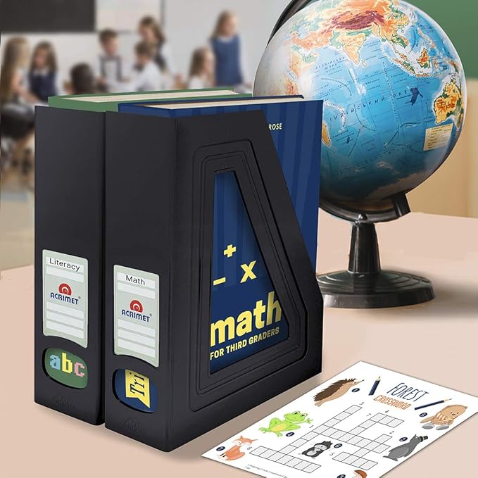 Acrimet Magazine File Holder, Durable Rack, Space-Saving Organizer (Plastic) (Black Color) (2 pack)-DeskLoop Office