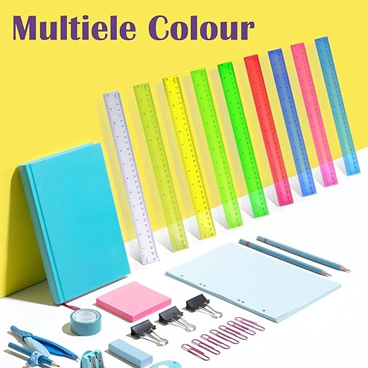 630 Pcs 12 Inch Plastic Rulers Bulk Color Clear Ruler Assorted Color Metric Straight Ruler with Inches and Centimeters for Kids School Classroom Student Back to School Office Gifts Supplies 9 Colors-DeskLoop Office