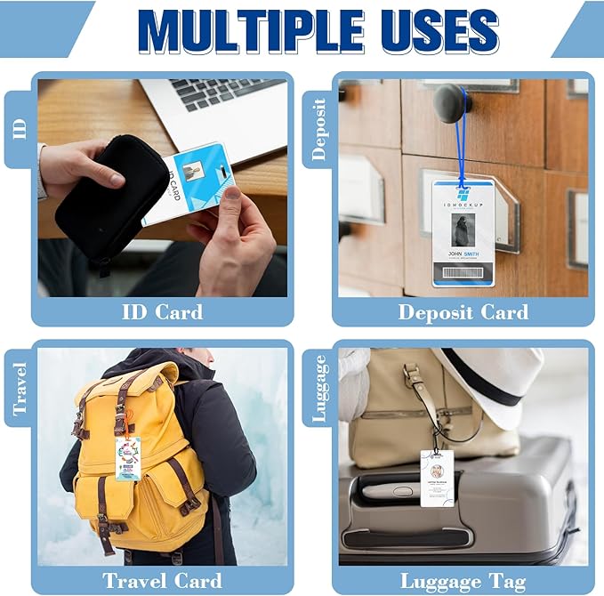 100 Pack 5 Mil Laminating Pouch with Colorful Loop 2 1/2" x 4 1/4" Luggage Tag Laminating Pouches with Slot Hole Thermal Laminate Pouch Tags Kit Resealable for Work Permits Pass Cards Student ID Cards-DeskLoop Office