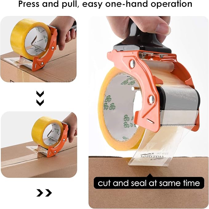 Fast Reload 2 Inch Tape Gun Dispenser Packing Packaging Sealing Cutter Orange-DeskLoop Office