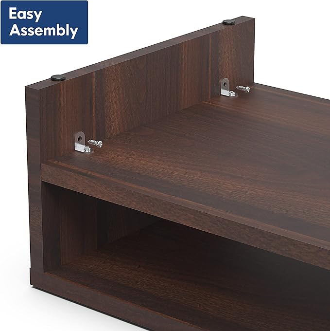 FITUEYES Monitor Stand - 2 Tier Computer Monitor Riser Shelf, Wood Desktop Stand for Laptop Computer Screen, Desk Organization, Office Supplies-DeskLoop Office