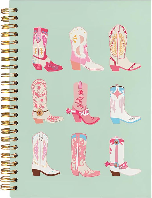 BearCake Cowgirl Boot Notebook, Cowgirl Stuff, Cowgirl Gifts, Western Office Supplies, Western Stuff for Women, Boho Western Notebook Journal 5.5x8.3 green-DeskLoop Office