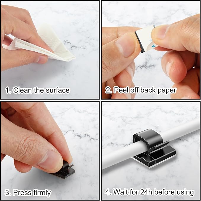 65 Pcs Cable Clips, Adhesive Cable Organizer Cord Holder Wire Clip Wire - Image 5