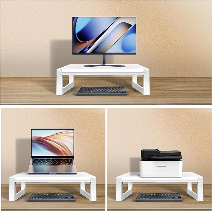 Monitor Stand Riser – 22-Inch Computer Monitor Stand with Multifunctional Slot, Multi-Purpose Desktop Storage for Laptop, Printer, TV-DeskLoop Office