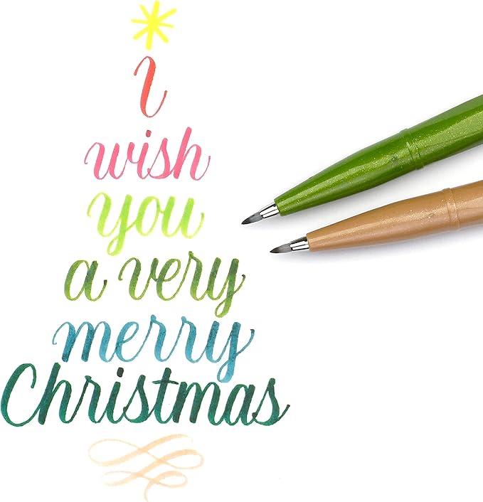 Pentel Arts Sign Pen Brush Tip, Assorted Colors, 12 Pack Box (SES15C2PC12)-DeskLoop Office