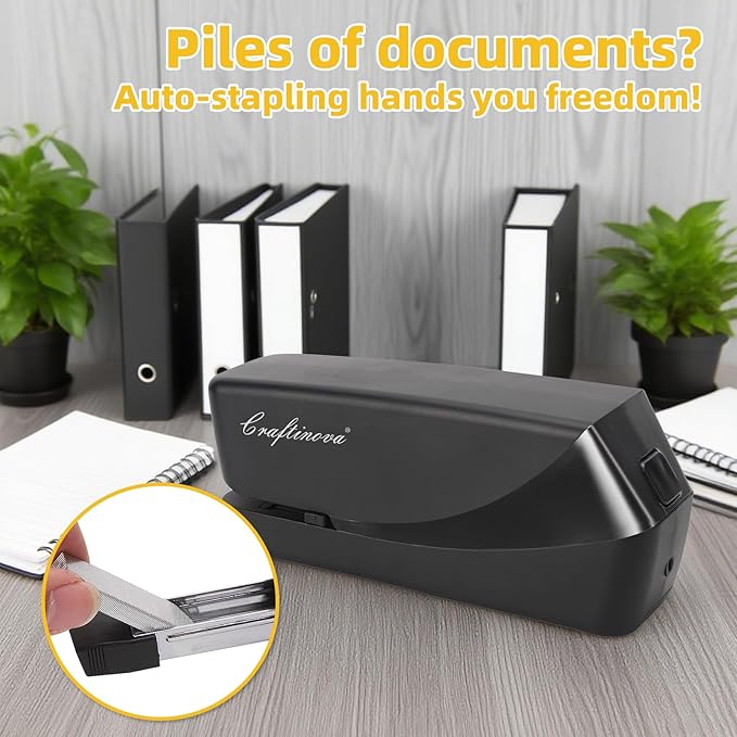 Electric Stapler,Automatic,Inclued 2000 Staples and 1 Staple Remover, Heavy Duty Can Store 210 Staples,AC or Battery Powered Stapler Heavy Duty, 25 Sheet Capacity.-DeskLoop Office