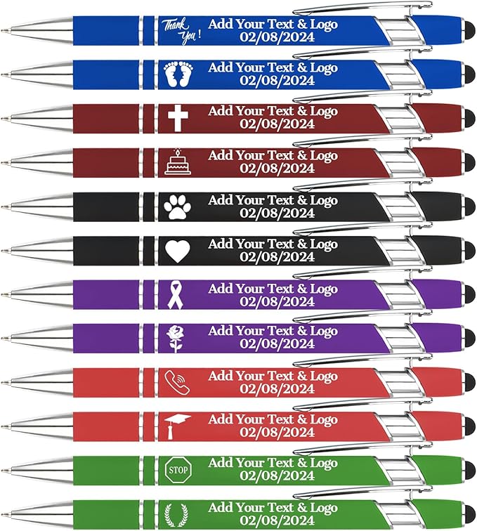 Personalized Pens with Name Logo or Message, Up to 1200 pcs Bulk Custom Metal Ballpoint Pen with Black Ink Customized Gift for Business, Graduation and Promotions (Assorted)-DeskLoop Office