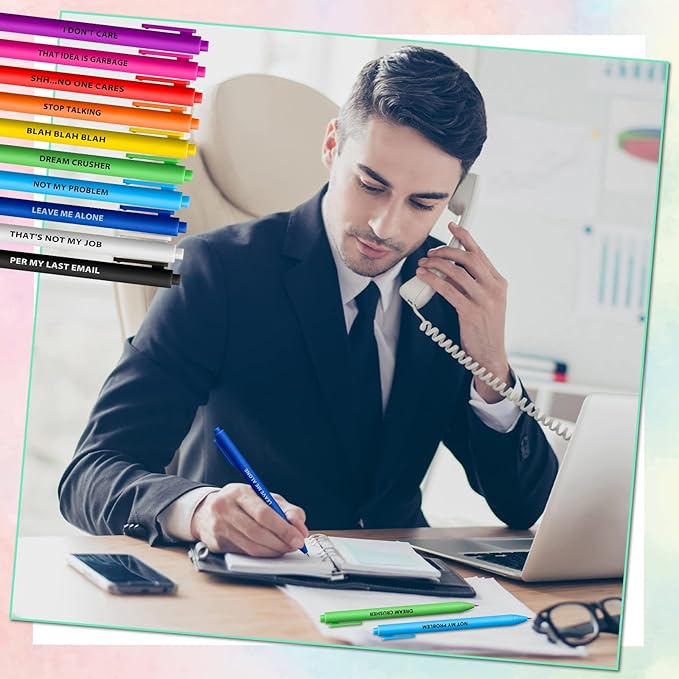 Epakh 50 Pcs Funny Pens Inspirational School Pens Bulk Positive Motivational Quotes on Ballpoint, Black Ink Pen for Adults Back to Schools Gift from Teacher(Optimisti,Bright Colors)-DeskLoop Office