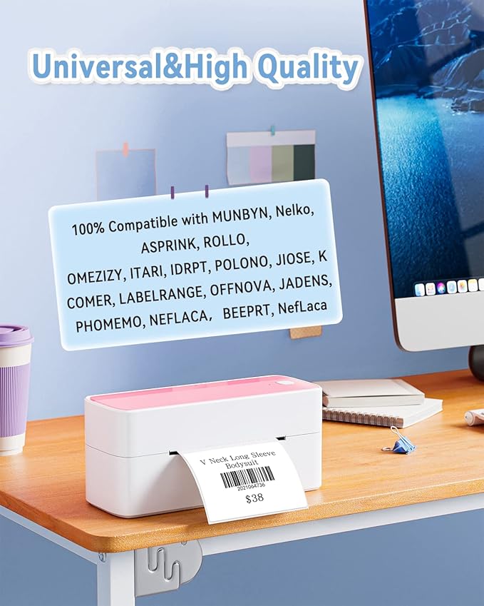 Phomemo 4"x3" Thermal Labels Roll for Small Business Supplies - Commercial Grade Logo Stickers for Business Customized - Waterproof Shipping Labels for Thermal Label Printer - 500 PCS Label Stickers-DeskLoop Office