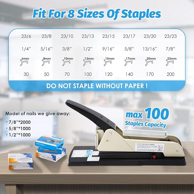 Long Reach Stapler, Heavy Duty Long Arm Stapler, 200 Sheets Capacity, 4000 Staples Gift, 9.84” Adjustable Stapling Depth Suitable for Booklets & Office Document, Fixable Paper Guide-DeskLoop Office