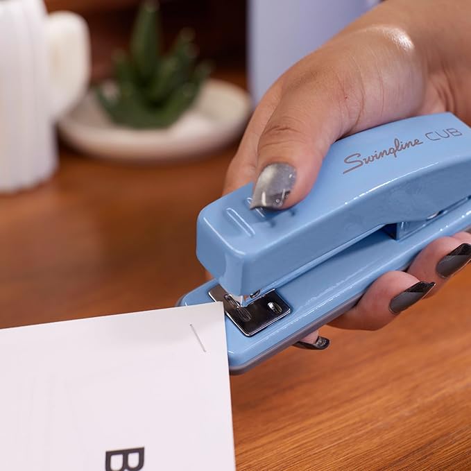 Swingline Stapler, Cub Compact Desktop Stapler, 20 Sheet Capacity, Metal, Electric Blue (S701069)-DeskLoop Office