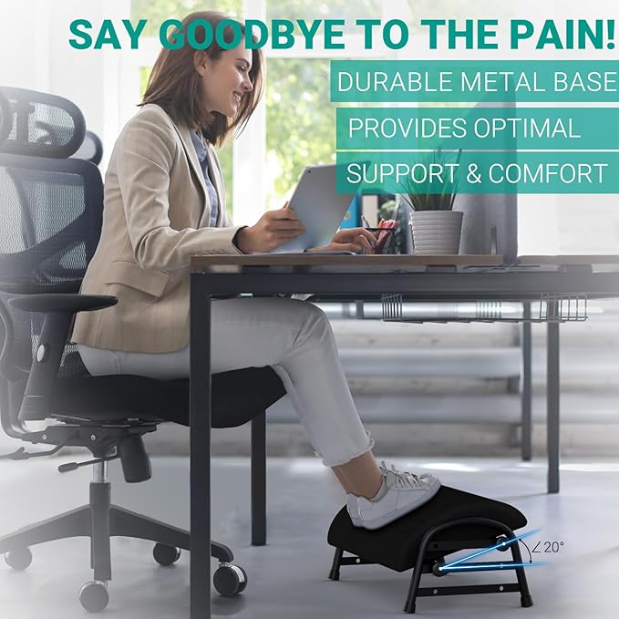 Foot Rest for Under Desk at Work, Adjustable Height Office Footrest for Leg Support, Memory Foam Foot Stool, Office Desk Accessories-DeskLoop Office
