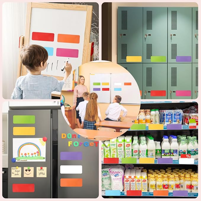 72 Pcs Dry Erase Magnetic Labels, 3.2" x 1.2" 8 Colors | Reusable Writable - Image 8