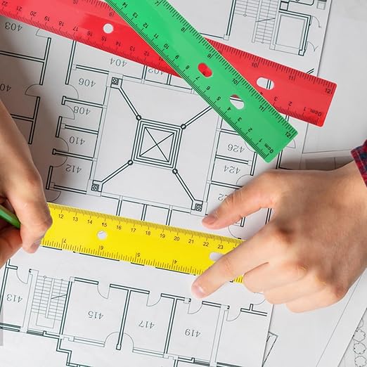 200 Pack 12 Inch Plastic Rulers Bulk, 4 Color Plastic Ruler, Colourful Ruler with Dual-Scale Measurement, Easy to Store, for Home, Office, Practical Use by KUKLIPJIM-DeskLoop Office