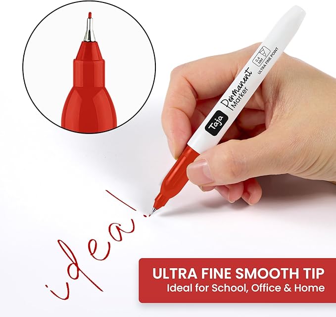 Permanent Markers Ultra Fine Tip, 30 Pack Red Quick-Drying and Fade-Resistant Permanent Markers Bulk Set for Writing and Drawing on Wood, Plastic, Metal, Glass, Ideal for Office School Supplies-DeskLoop Office