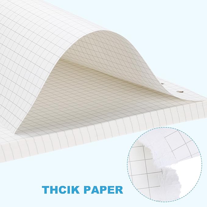 PATIKIL A5 Grid Refill Paper 6-Ring Binder Loose Leaf Planner Filler Paper Planner Inserts, 160 Sheets/320 Pages, Lined-DeskLoop Office