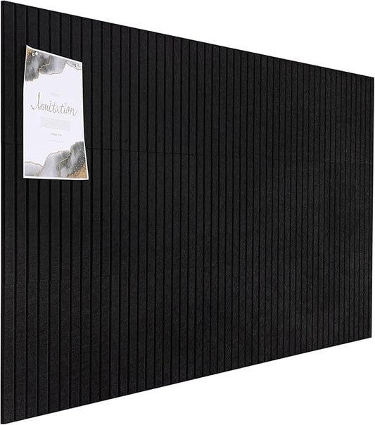 Large Cork Board Alternative, 15 Pack Felt Board with Safe Removable Adhesive Tabs Felt Wall Tiles, Large Cork Boards for Walls, Cork Board for Home Office, Pin Boards for Walls, Stripe Black-DeskLoop Office