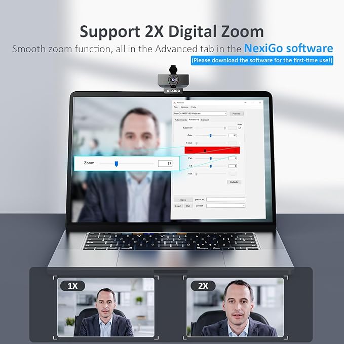 NexiGo N60 Pro (Gen 2) 1080P Webcam with Distortion-Free Lens, USB A to Type-C Data Cable, Noise Reduction Mic & Privacy Cover, for Zoom/Skype/Teams/Webex, Laptop MAC PC Desktop-DeskLoop Office