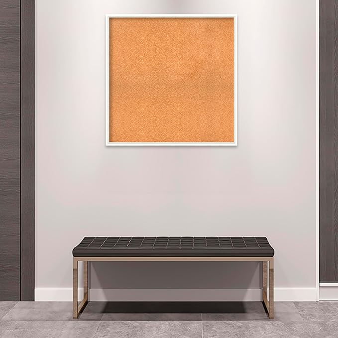 Amanti Art Natural Cork Board for Wall, 33x33 Vision Board with White Frame, Large Corkboard Office Decor for Home Organization, Modern Corkboard Pinboard to Display Items for Home Organization in-DeskLoop Office